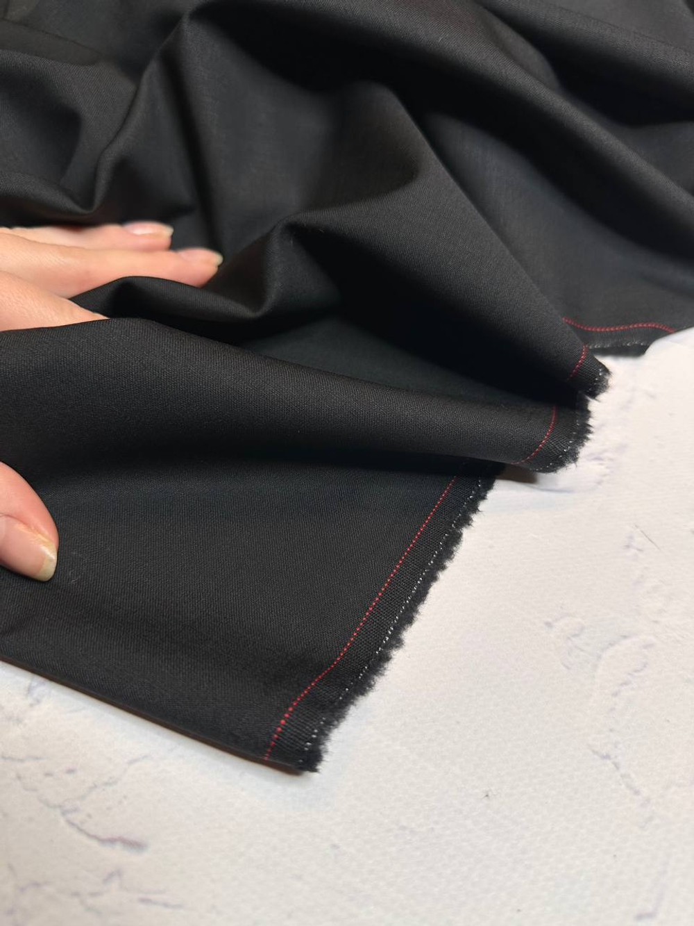 Костюмно-плательная однотонная шерсть с эластаном (L.Piana, 95%шерсть/5%эластан, Черная ночь, 154, 220 гр/м2)