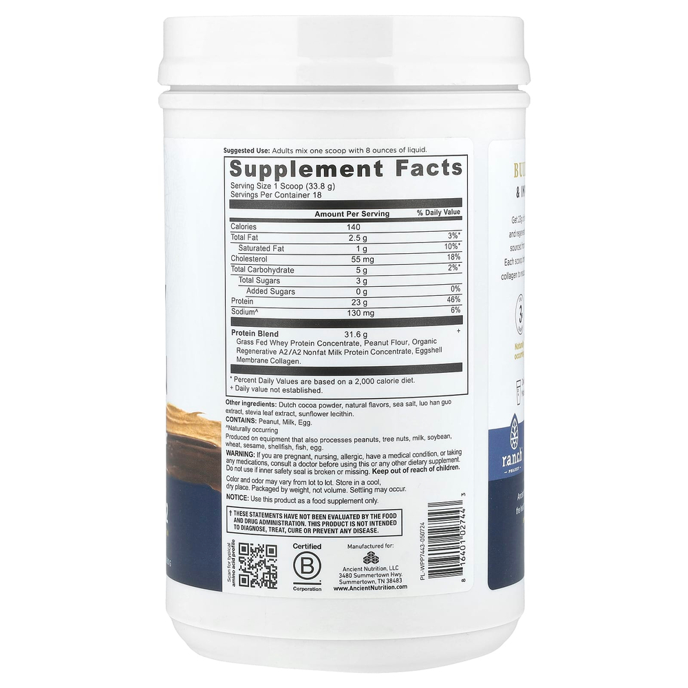 Ancient Nutrition, Сывороточный протеин, шоколадно-арахисовая паста, 609,01 г (1,34 фунта)