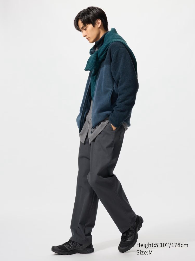 UNIQLO ЭЛАСТИЧНЫЕ БРЮКИ ДЛИНОЙ ДО ЩИКОЛОТКИ, ТЕМНО-СЕРЫЙ