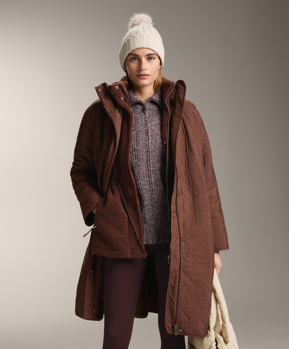 Oysho Длинная утепленная водоотталкивающая куртка FELLEX® с AEROGEL, темно-коричневый