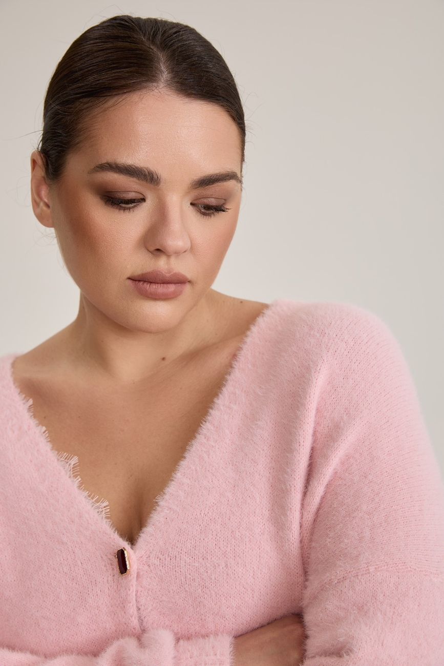 Кардиган травка, светло-розовый