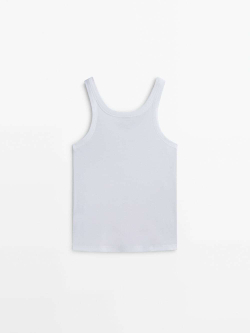 Massimo Dutti Топ из 100% хлопка с бретелями, белый