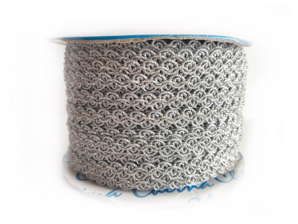 Тесьма металлизированная "Волна" 0,8см серебро