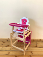 Стол-стул для кормления "PIGGY" (розовый) лакированный