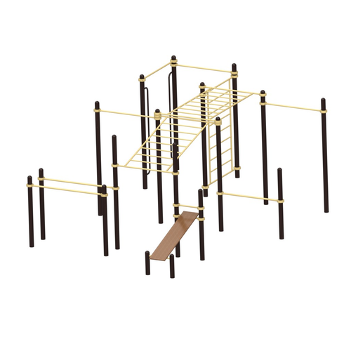 Спортивный комплекс №102, рукоход, шведская стенка, турник, скамья, брусья, 6330*4540*2700 мм., D=89 мм.