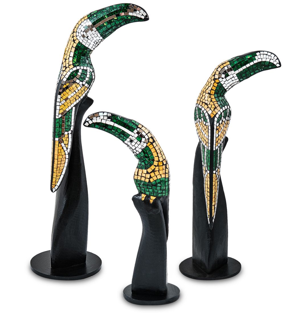 Decor and Gift 23-029-04 Н-р статуэток из трех «Тукан» дерево+стекл.мозаика (50,40,30 см)