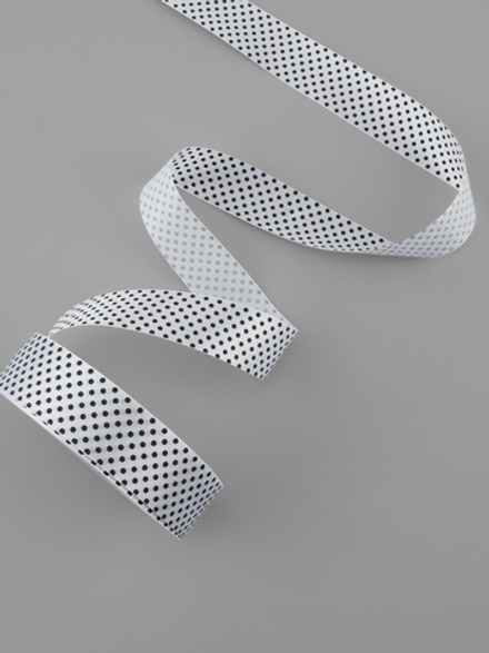 Лента атласная «Горошек», 25 мм, белая №001, 6906695