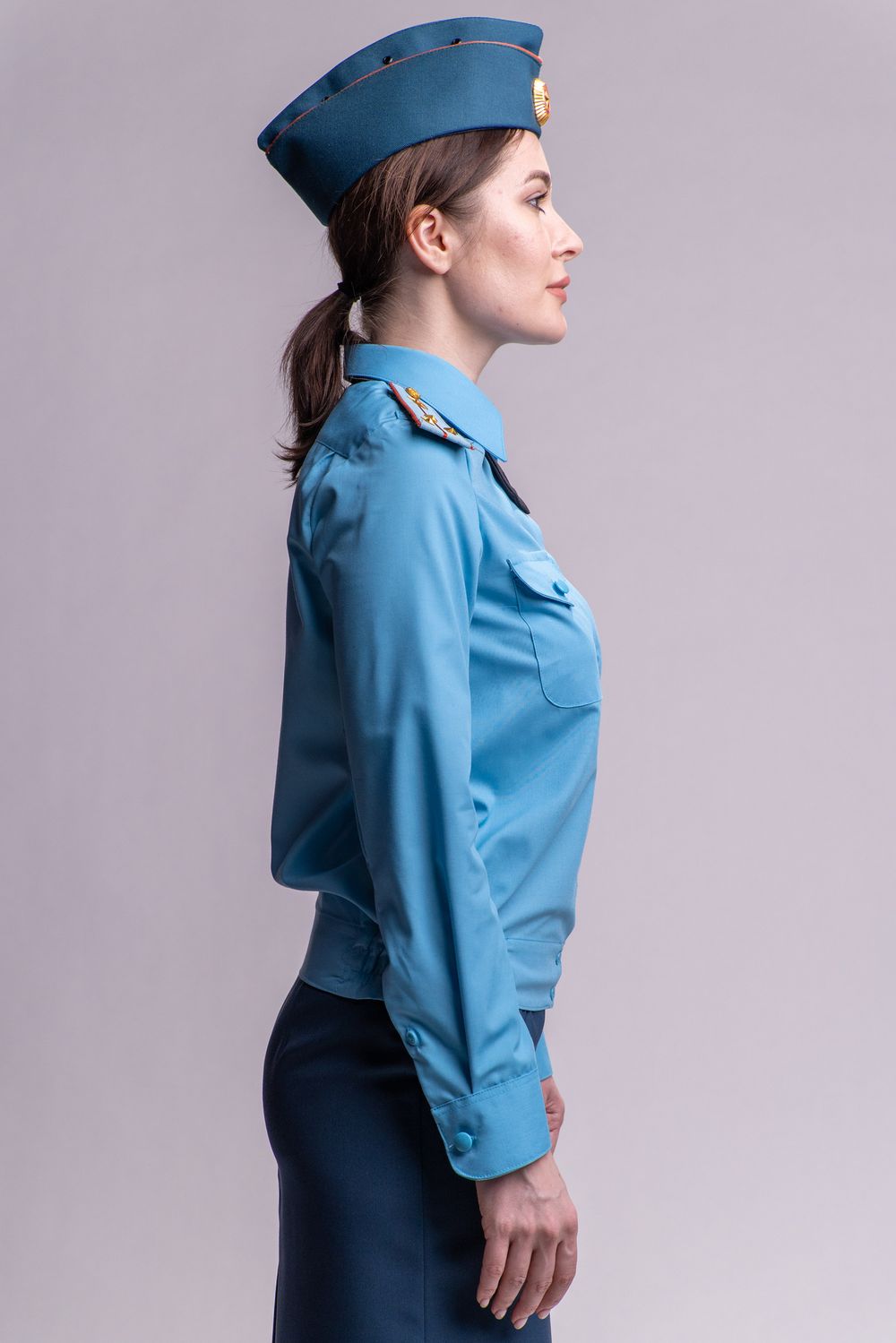 Рубашка МЧС женская голубая, длинный рукав