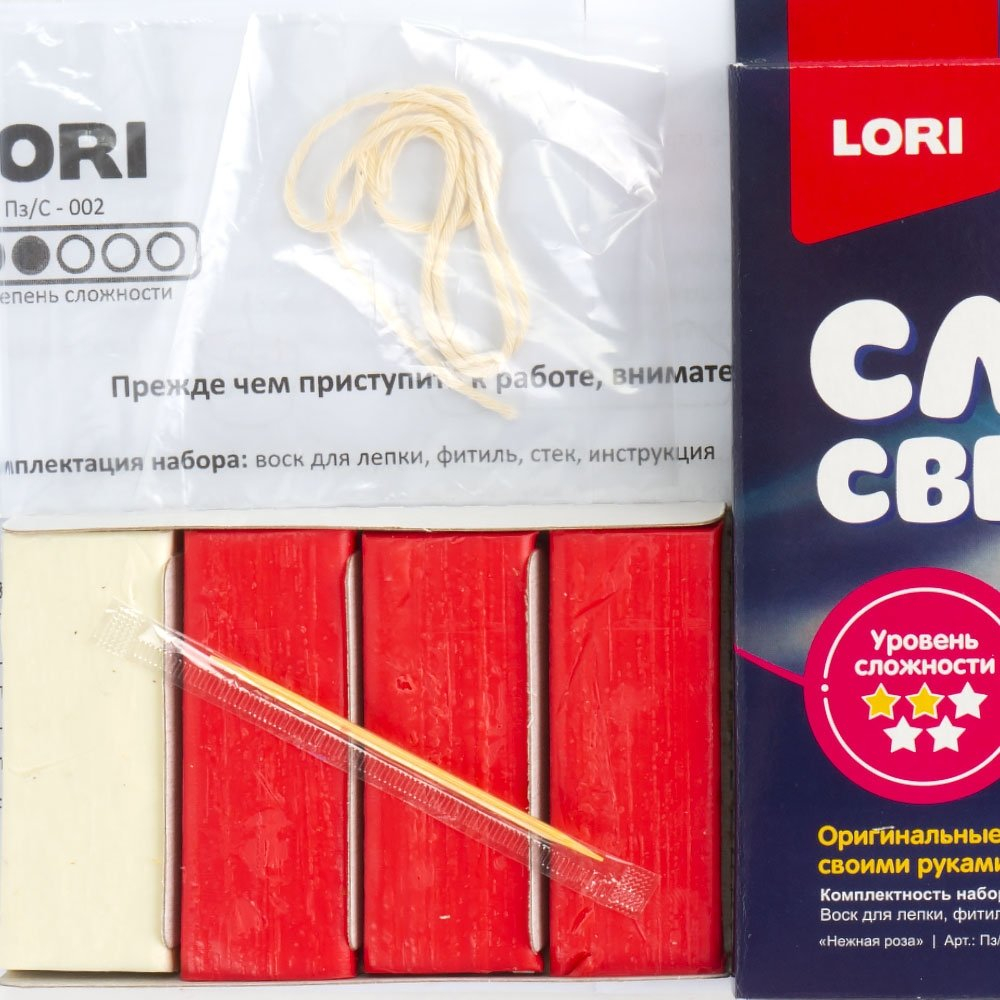 Набор для изготовления свечей Lori, картонная упаковка, "Свеча из вощины. Нежная Роза"