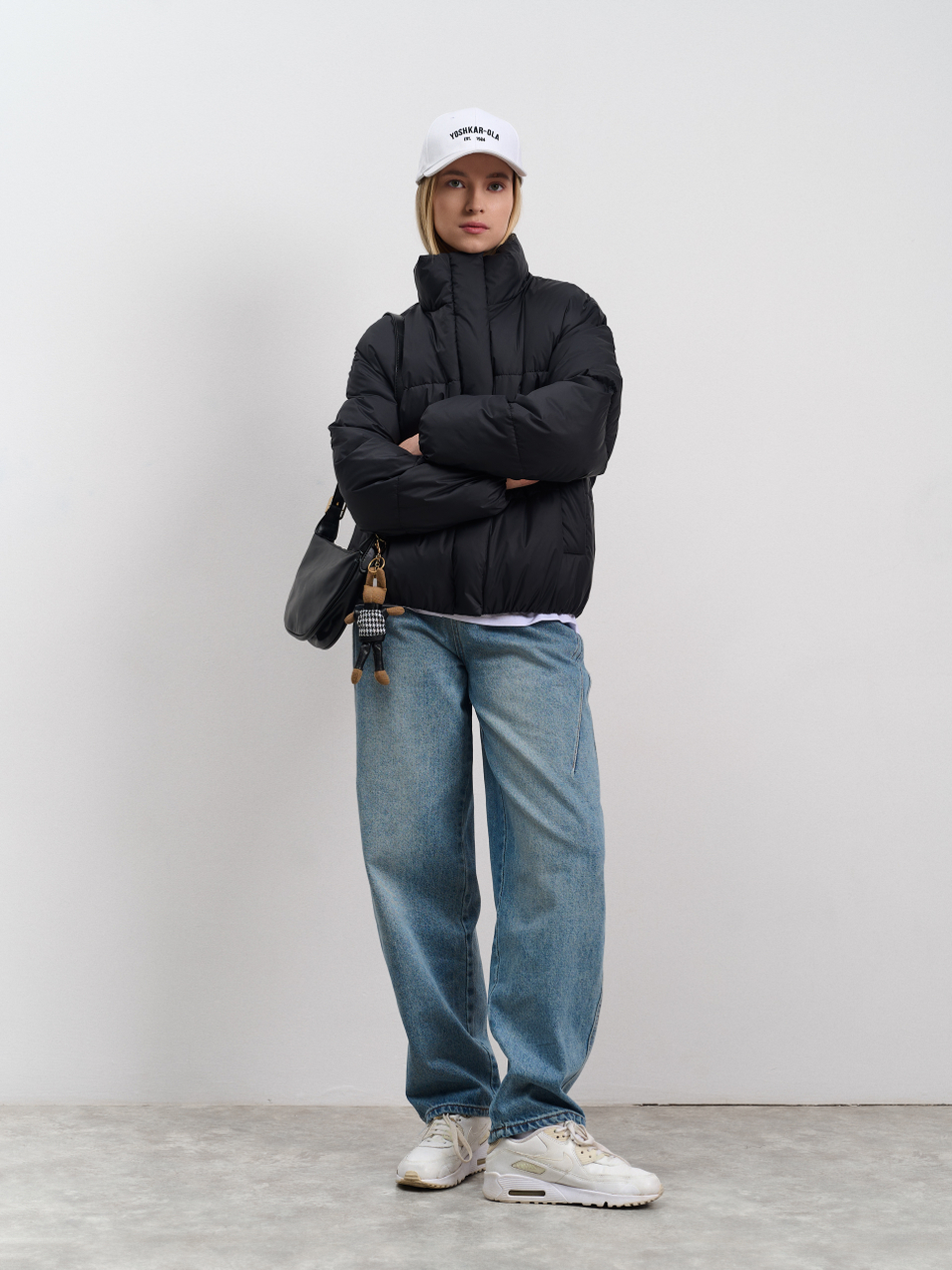 Пуховик женский демисезонный черный