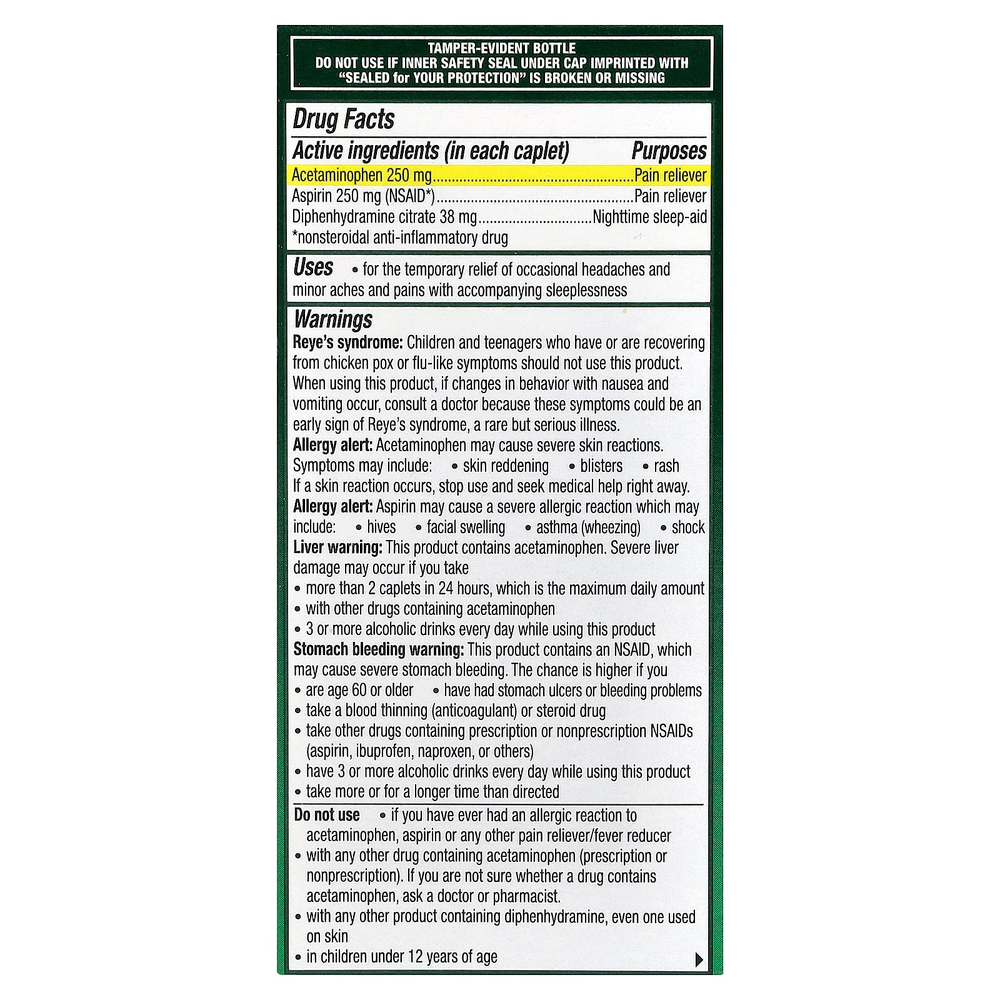 Excedrin, PM Headache, 100 капсул