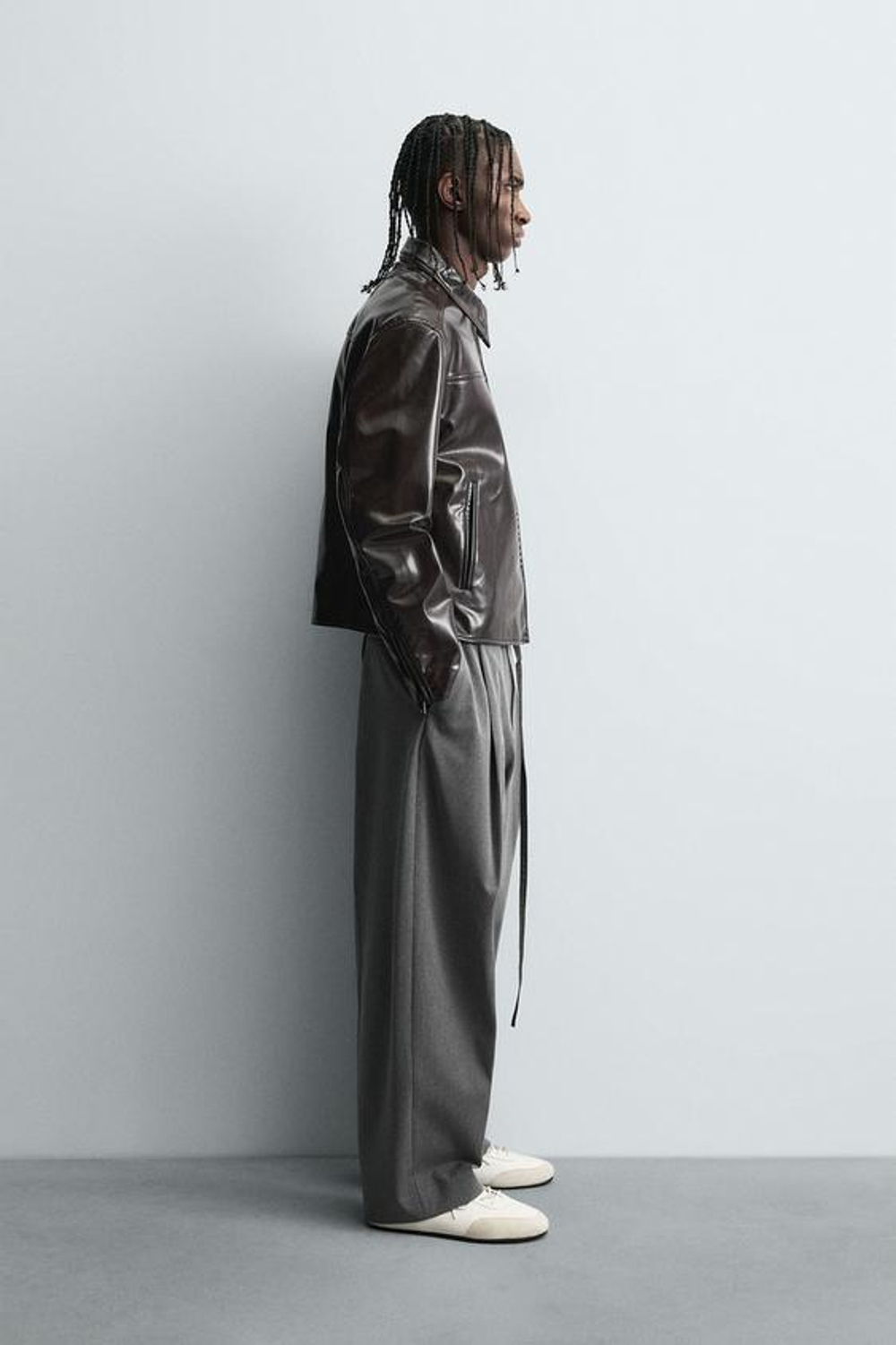 ZARA БРЮКИ BALLOON С ЗАЩИПАМИ И ПОЯСОМ, СЕРЫЙ