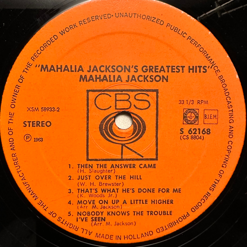 Mahalia Jackson - Greatest Hits (Голландия 1963г.)
