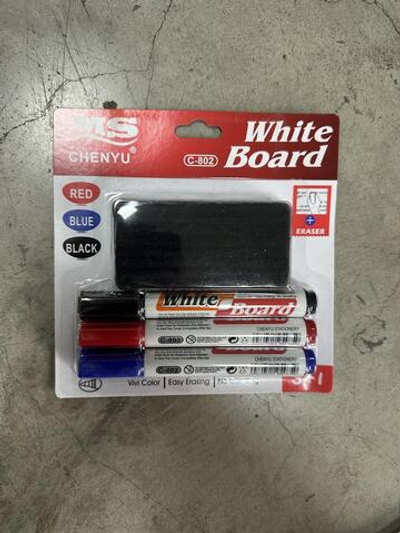 Набор маркеров для доски 3шт с губкой для стирания в наборе