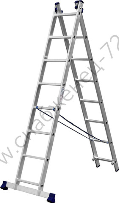 СИБИН 8 ступеней, со стабилизатором, алюминиевая, двухсекционная лестница (38823-08)