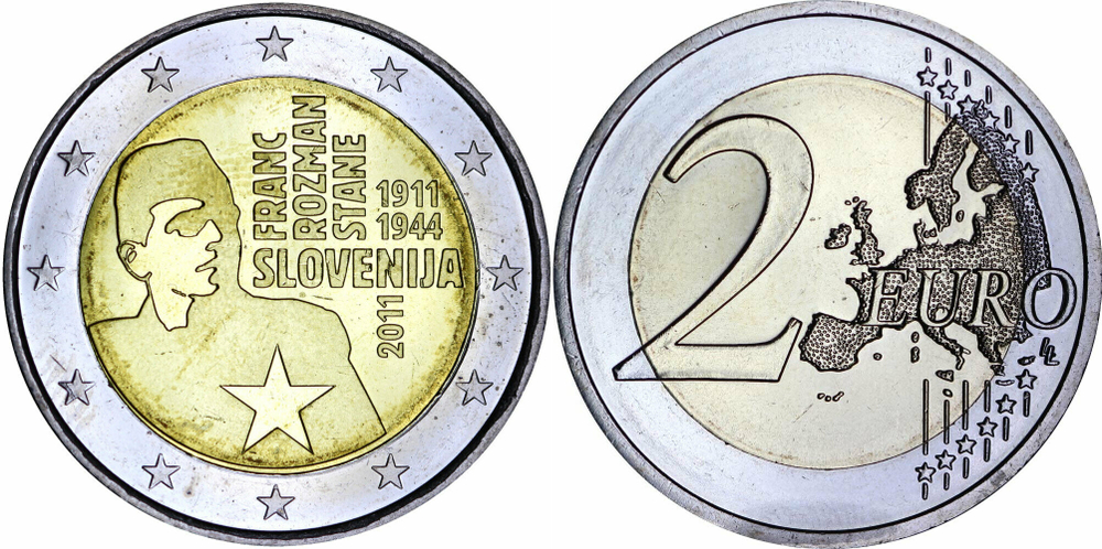 Словения 2 евро, 2011 100 лет со дня рождения Франца Розмана - Стане UNC