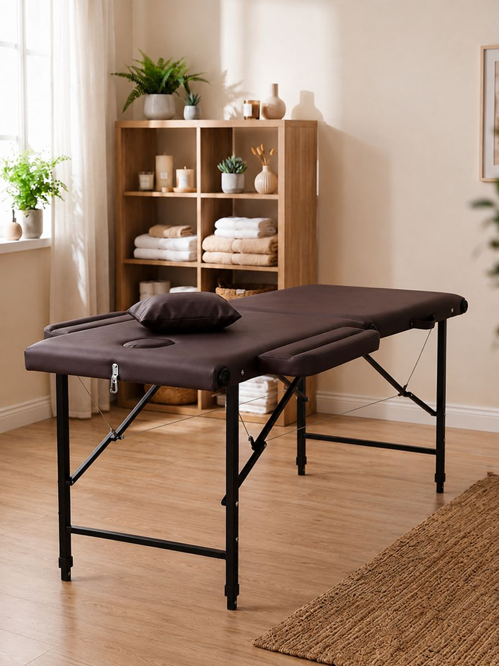 Массажная кушетка, стол складной с регулировкой высоты Massagecomplekt, 180*60, c подлокотниками