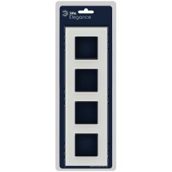 Рамка для розеток и выключателей ЭРА Elegance 14-5104-01М на 4 поста, стекло, белый матовый+бел.