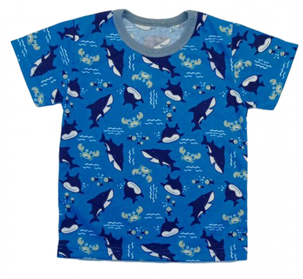 Футболка для мальчика 411/151 акулы, крабы