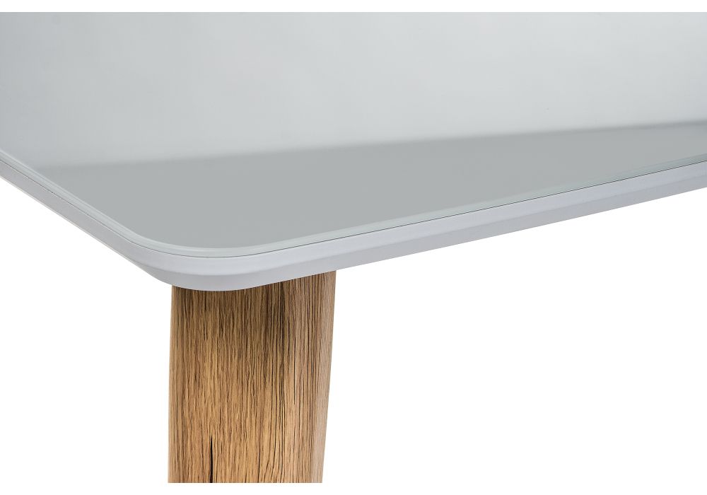 Стеклянный стол Серсея 140(180)х80х75 дуб монтана / белый