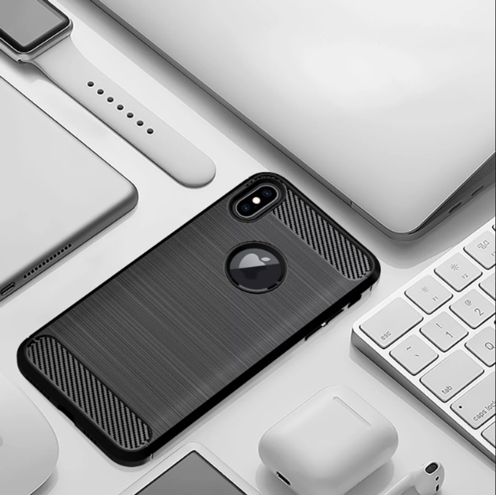 Чехол для iPhone XS цвет Black (черный), серия Carbon от Caseport