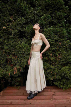 Топ-бюстье с розой изо льна