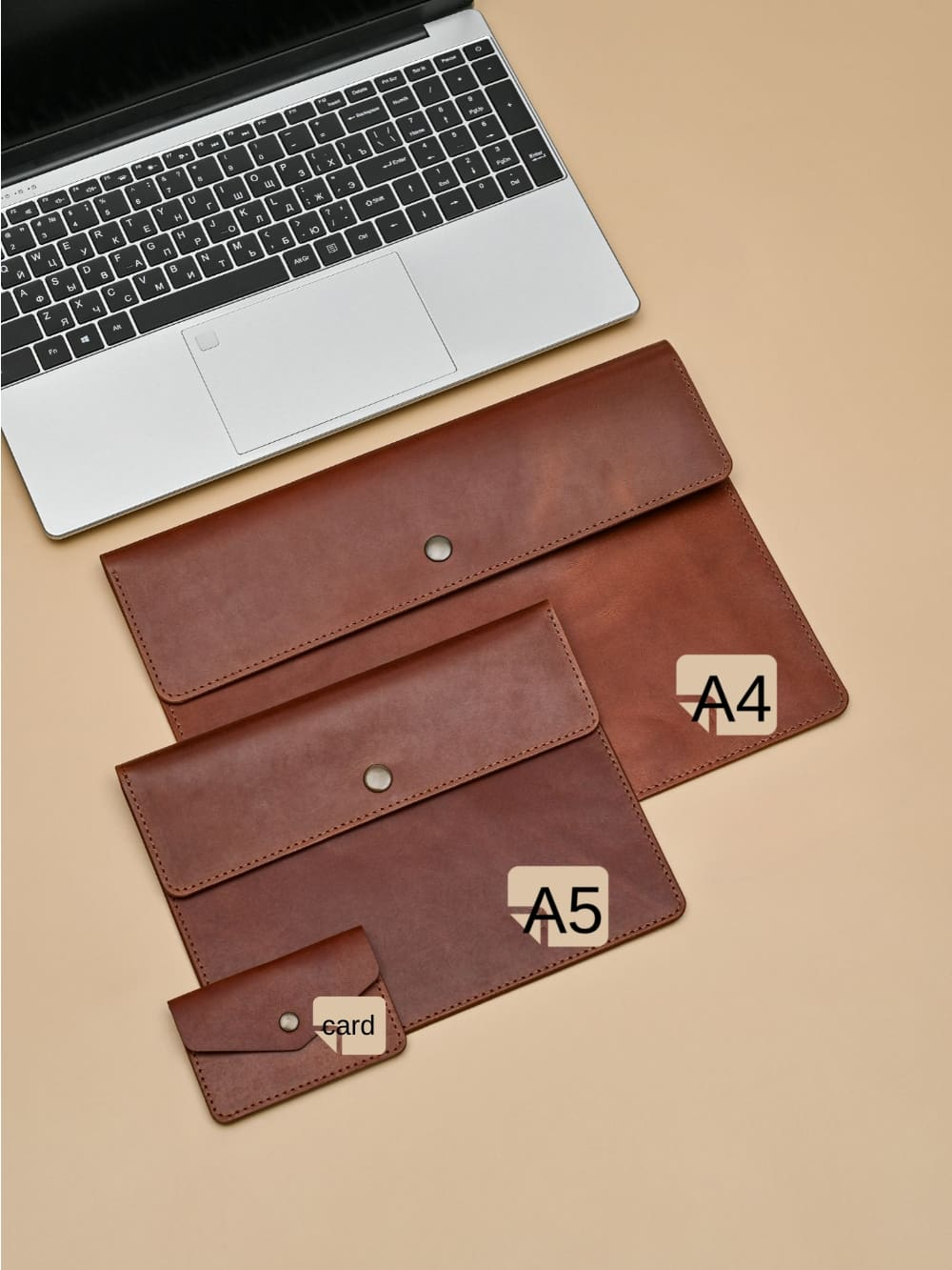 Папка А5 из натуральной кожи (коричнево-рыжий)