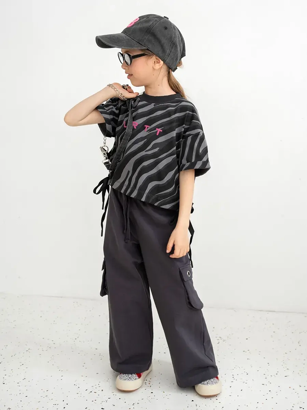 Штаны для девочки карго с карманами