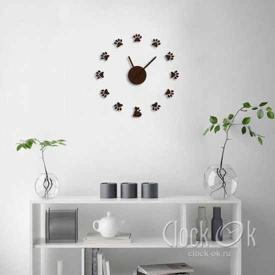 Настенные 3D часы Кошачьи лапки