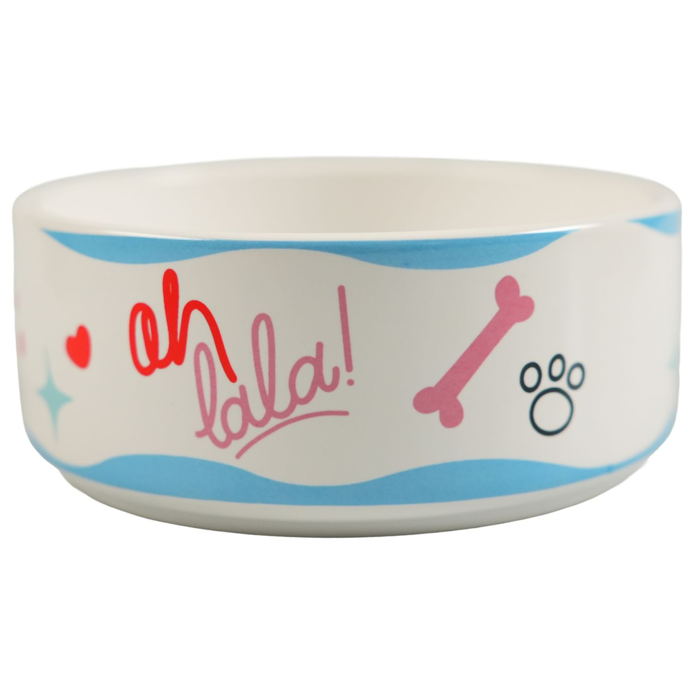 Mr.Kranch миска керамическая для собак, 420 мл, розовая "Чао Белла"