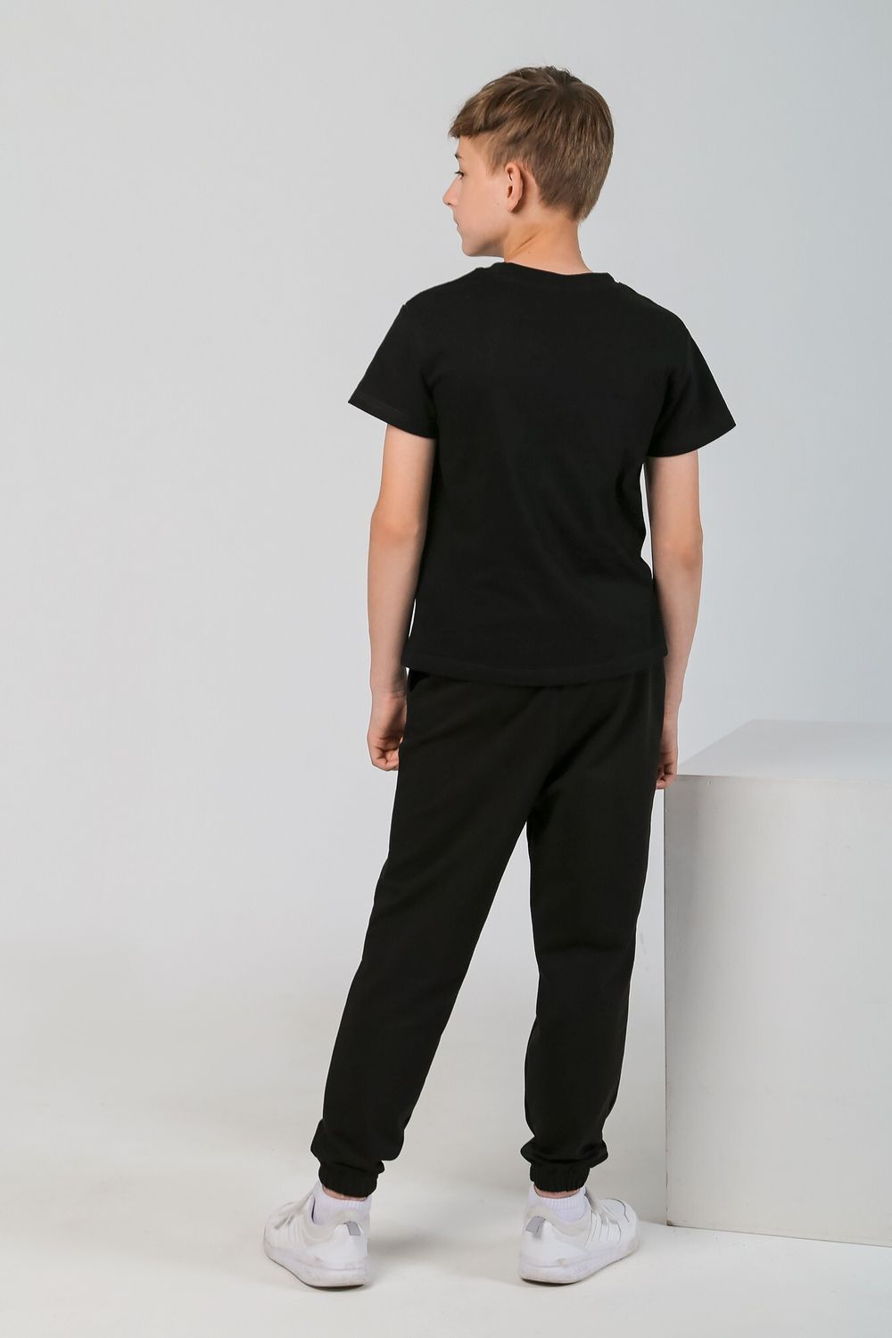 Фуфайка (футболка) для мальчика Бэйсик-2 Виотекс ЧЁРНЫЙ