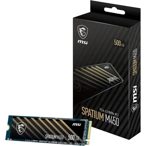 Жесткий диск SSD M.2 500Gb MSI SPATIUM M450 V1, 3600/2300MBs, 550000 IOPS, 3D TLC, PCI-E 4.0 x4 (S78-440K380-P83)