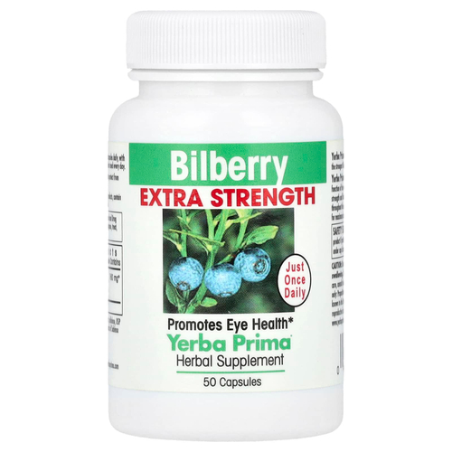 Yerba Prima, черника, 50 капсул (160 мг в 1 капсуле)