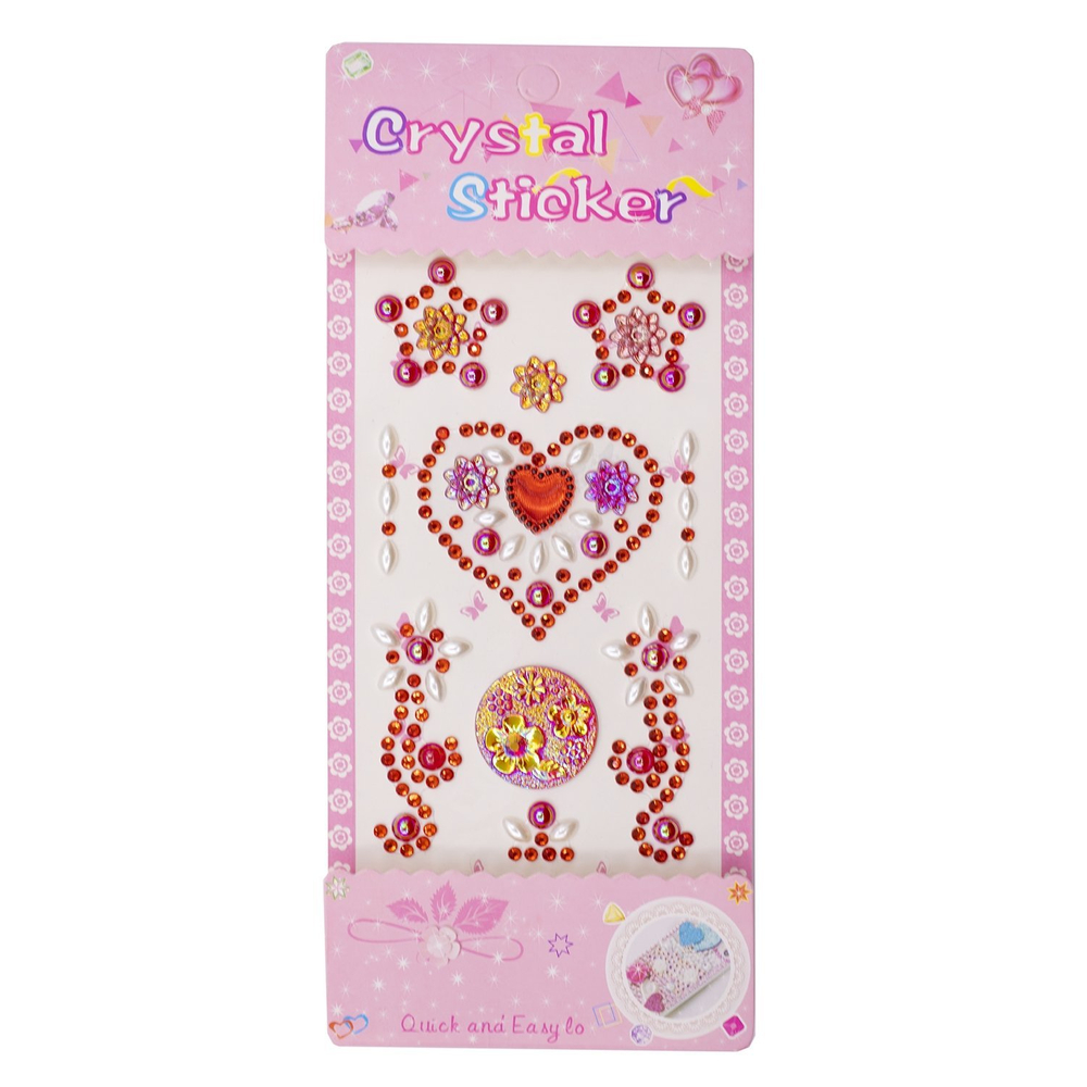 Наклейки-стразы Alingar, акриловые, "Сердечки", сердечки, звездочки, узоры, пакет с европодвесом