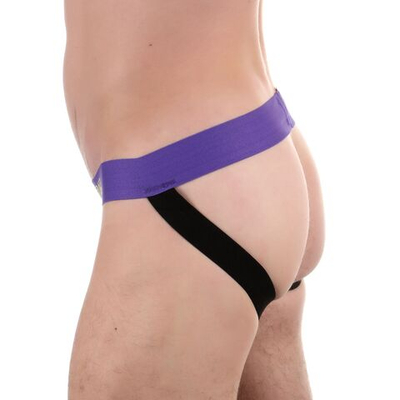 Голубые трусы-джоки с контрастной полосой и брендированным поясом (Размер: L) (Цвет: голубой)