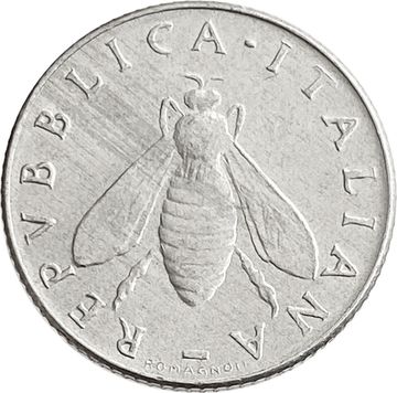 2 лиры 1953-2001 Италия. Пчела