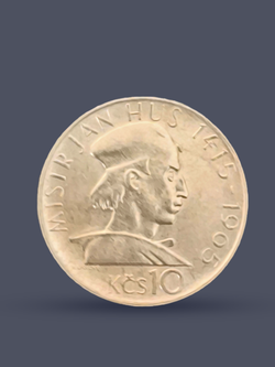Монета 10 крон (korun) 1965 год "550 лет со дня смерти Яна Гуса"