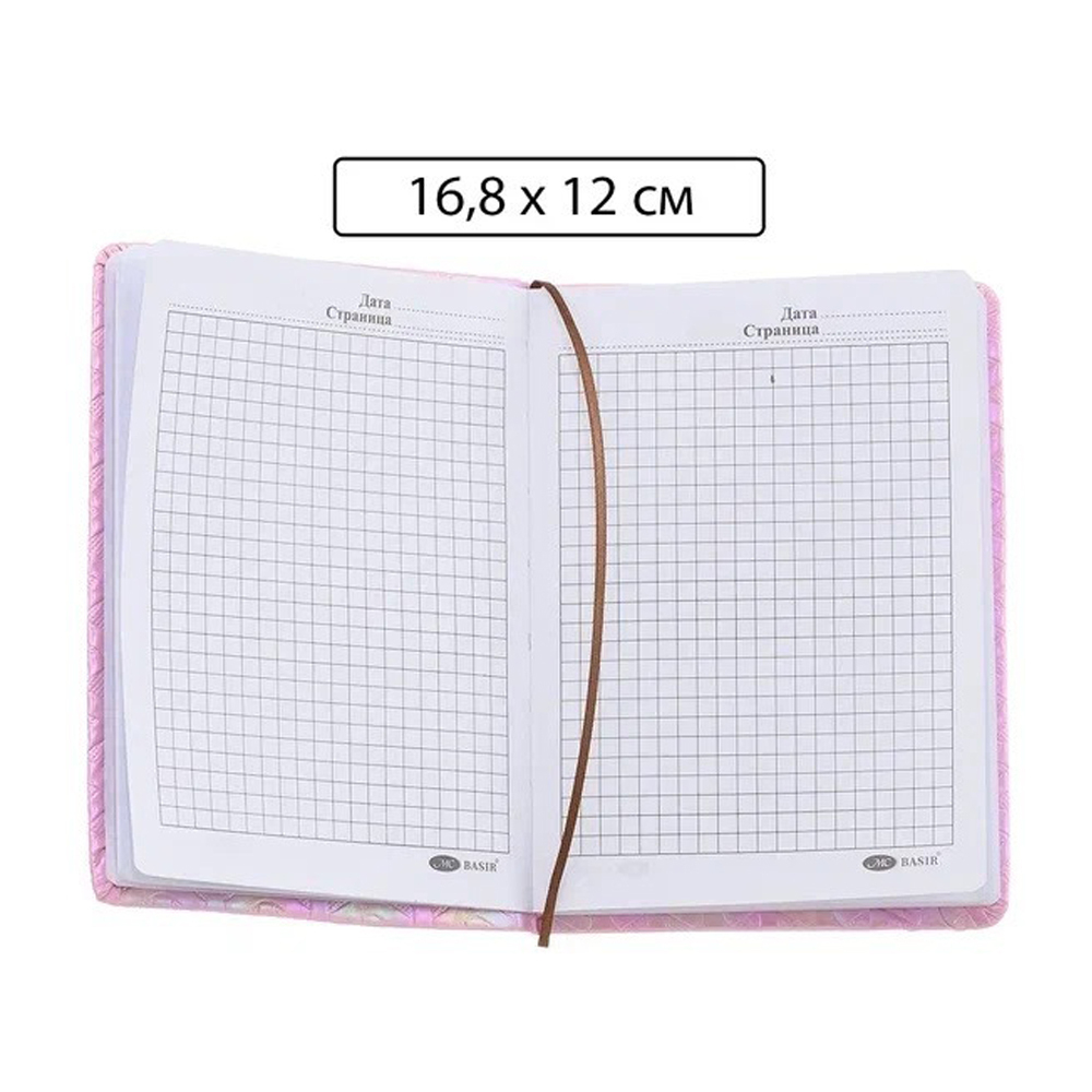 Записная книжка Basir на резинке, формат А6, переплет из кожзама, рисунок - голография, 16,8*12 см, 100 листов, 4 цвета ассорти