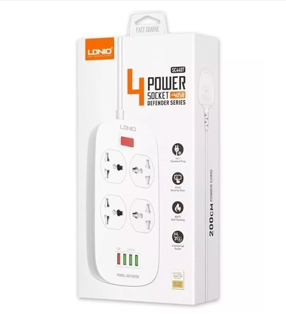 Сетевой фильтр SC4407 на 4 розетки + 4USB