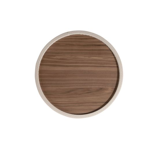 Приставной столик 2165 из орехового дерева и песочной экокожи