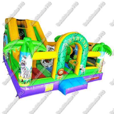 Коммерческий надувной батут "Сафари-джунгли", размер 5*5*2,5 м