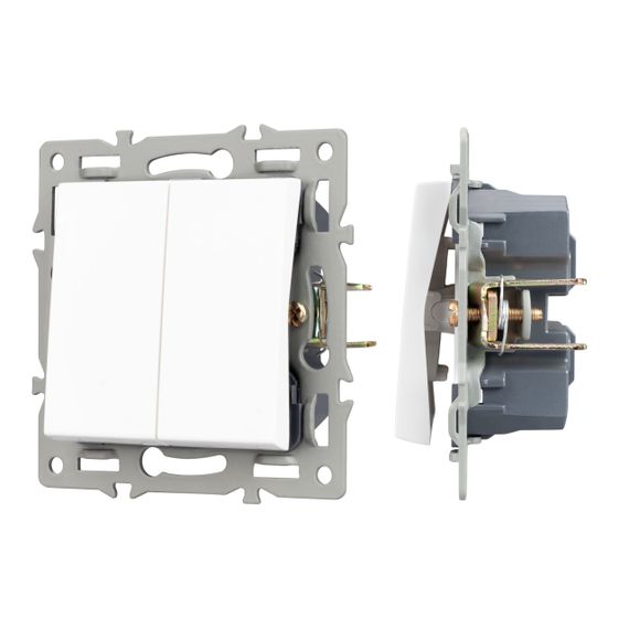 Механизм выключателя двухклавишный проходной SWT-MKP2-PL-WH (250V, 16A) Arlight 043727