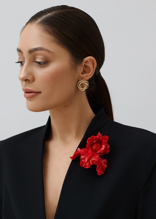 Брошь Ирис, красный