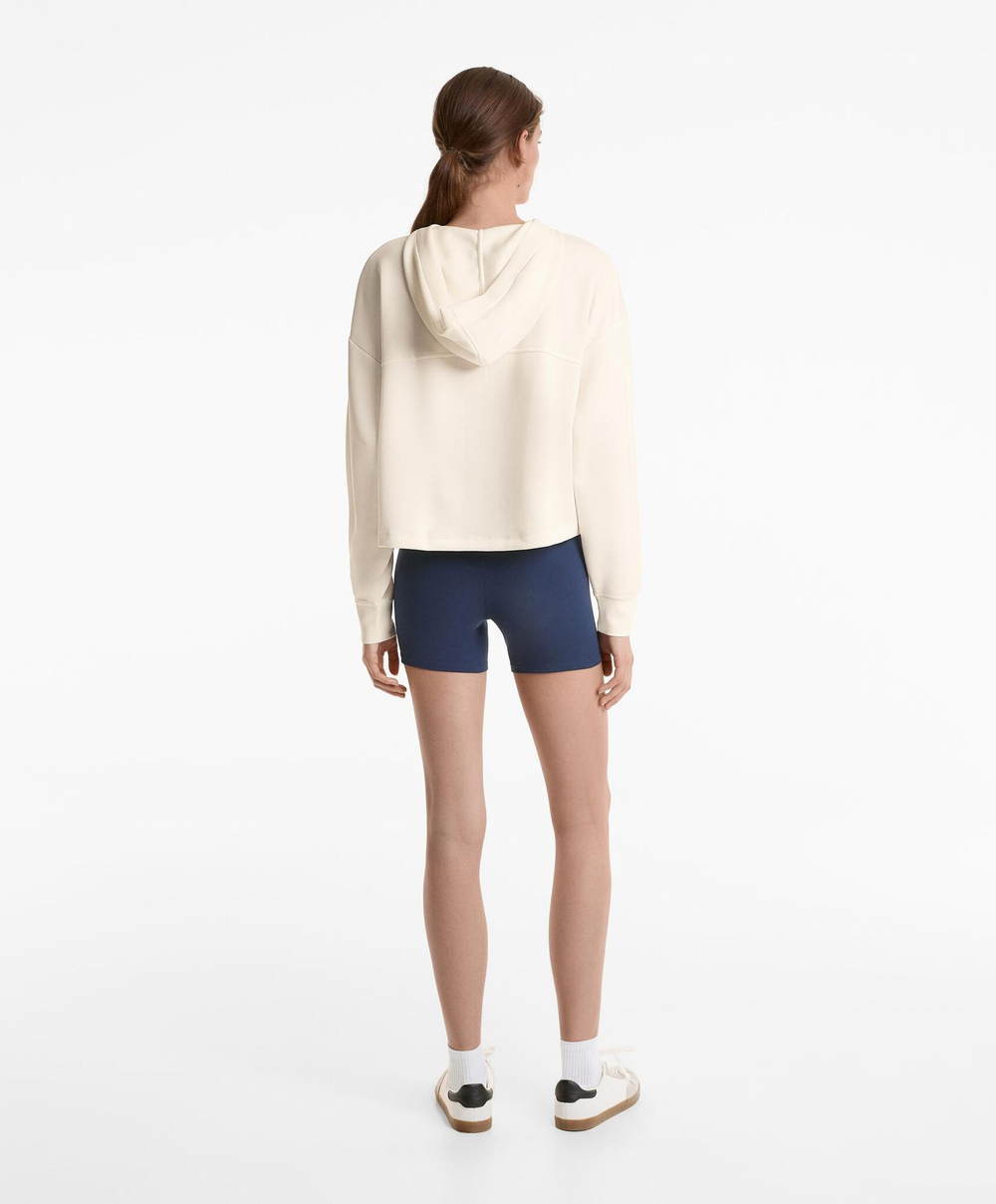 Oysho Толстовка мягкая на ощупь с перекрещивающимися шнурками и модалом, бежевый