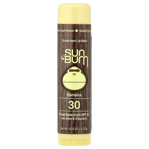 Sun Bum, Солнцезащитный бальзам для губ, SPF 30, банан, 4,25 г (0,15 унции)