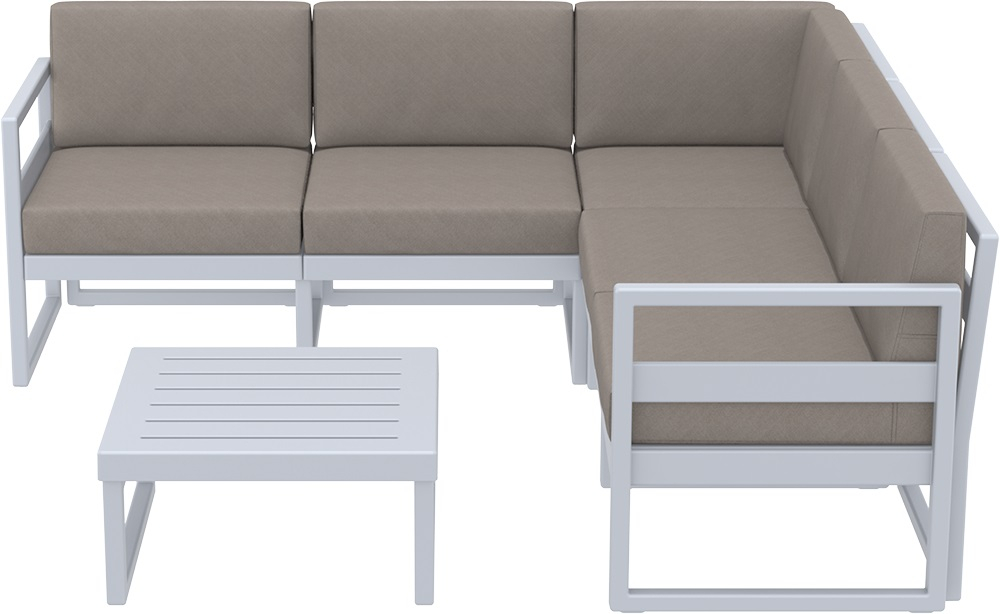 Комплект угловой пластиковой мебели Siesta Contract Mykonos, серебристый, светло-коричневый