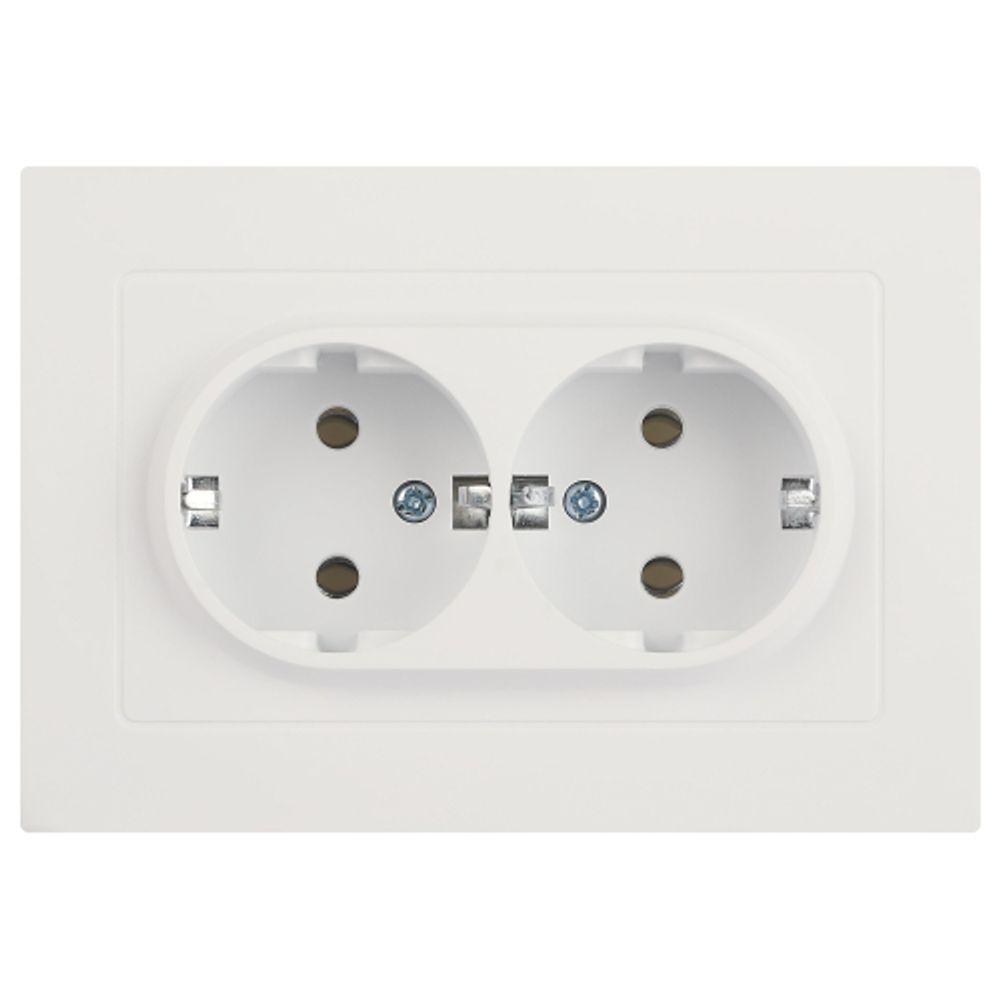 Розетка Intro Accent 6-205-01М 2X2P+E Schuko, 16А-250В, IP20, СУ, AL/CU, белый матовый | Intro