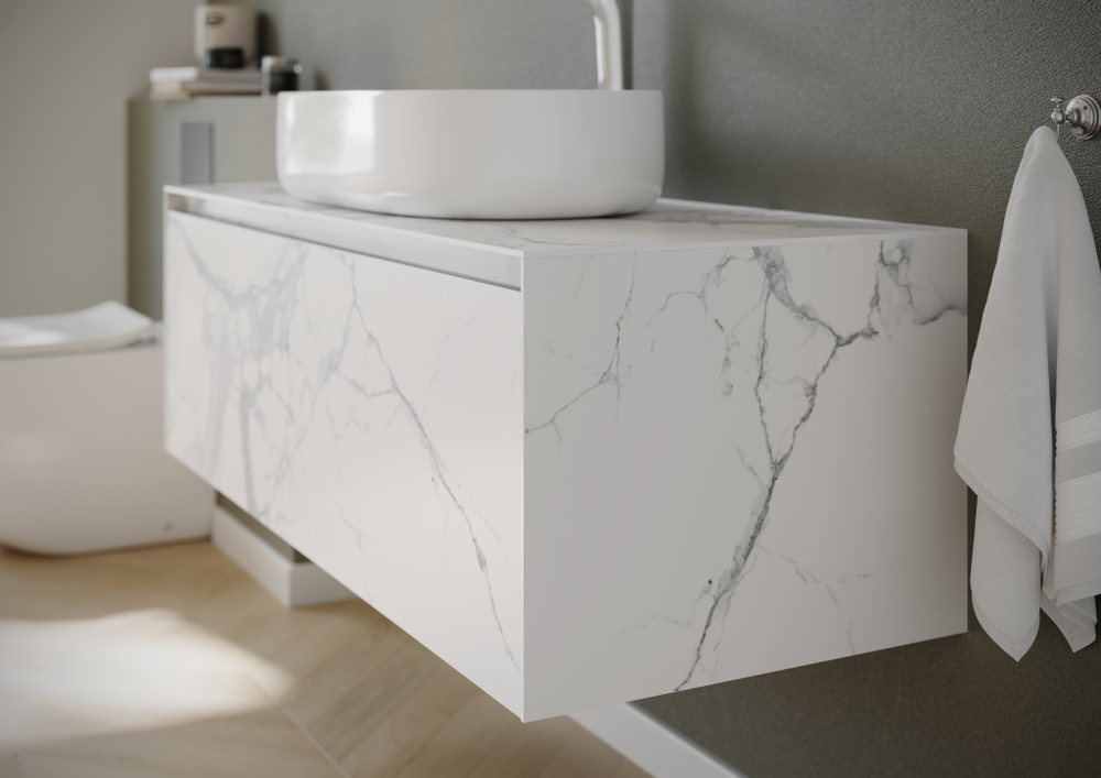 Тумба с раковиной Sancos Stone, 120 см., керамогранит белый, ST120SV