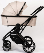 Детская коляска Peppy Tecla 3 в 1 с автокреслом Verona Black Stone Chrome Edition Бежевый