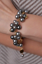 Браслет Currant серый жемчуг, оттенок золото